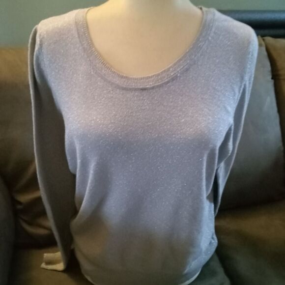 Silver Sparkle Scoop Neck Sweater. Woman's 1X. Like New. - Picture 1 of 6